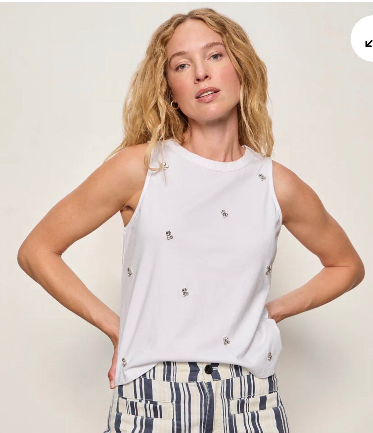 White Embellished Tank