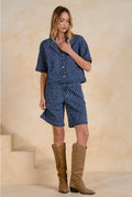 Denim Textured Short Sleeve Top/Jacket