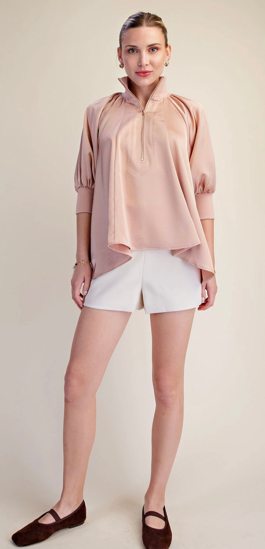 Blush Zip Up Top