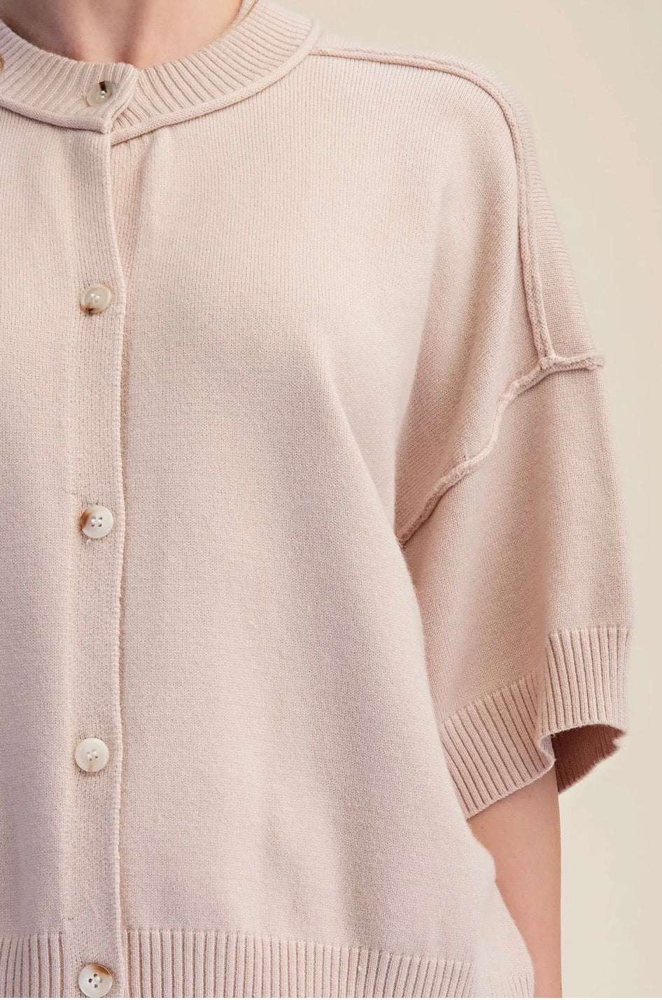 Tan Short Sleeve Cardigan