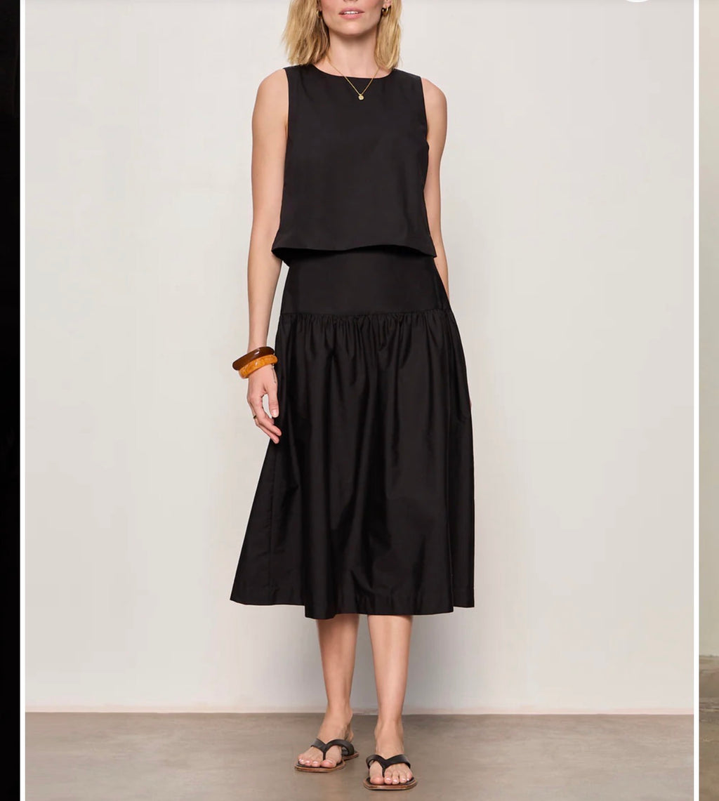 Black Crop Tank and Drop Waist Skirt