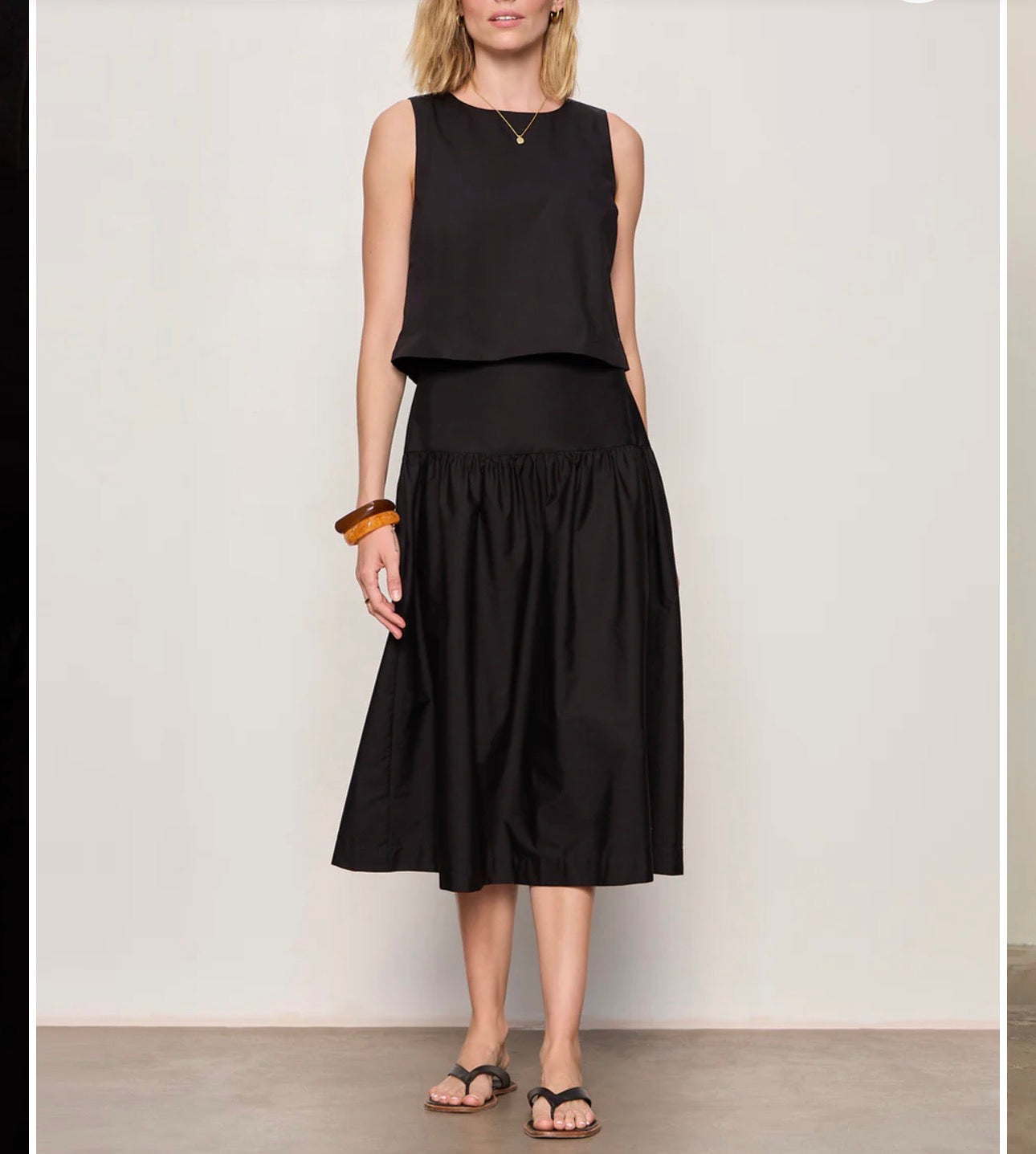 Black Crop Tank and Drop Waist Skirt