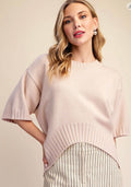 Beige Soft Feel Asymmetric Hem Sweater