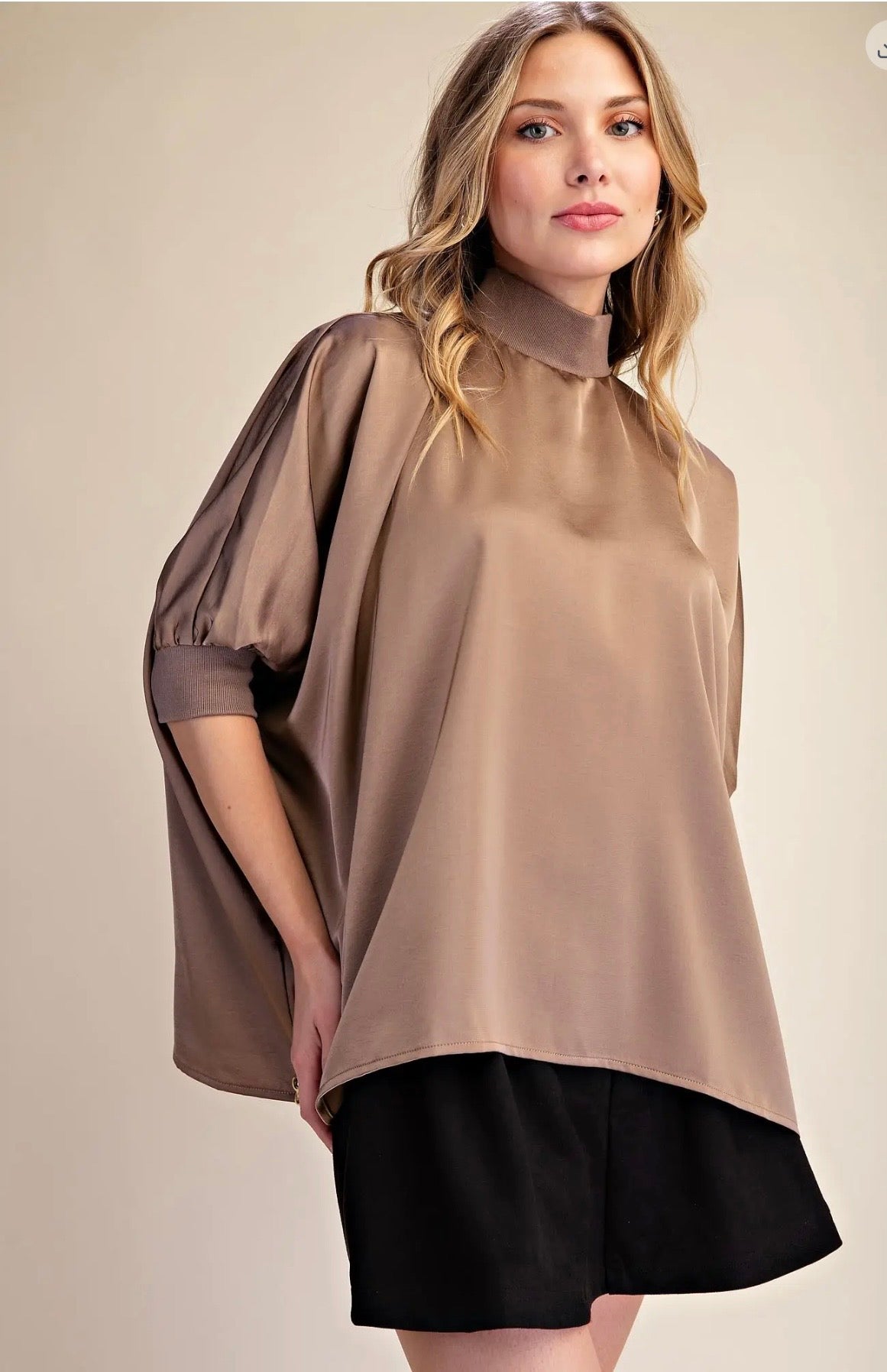 Mock Neck Oversized Top
