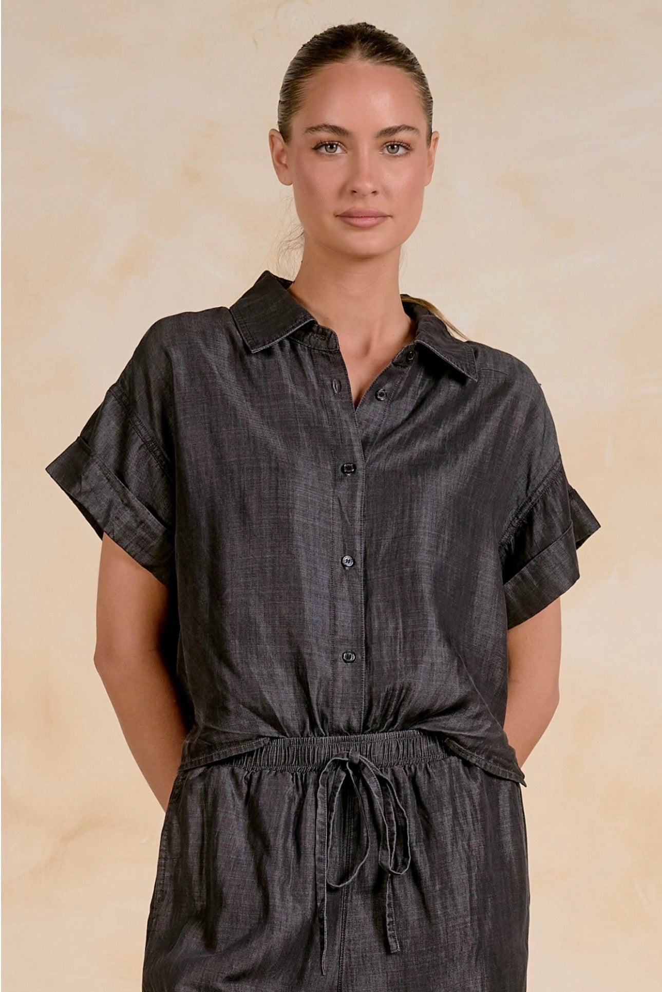 Black Short Sleeve Jumpsuit