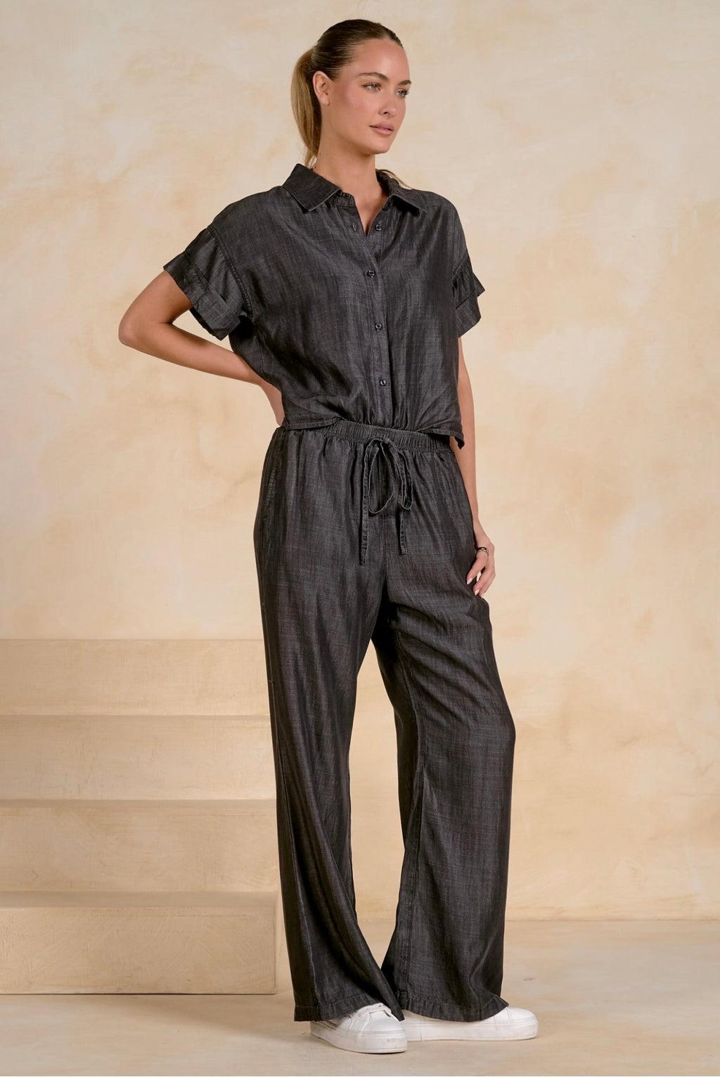 Black Short Sleeve Jumpsuit