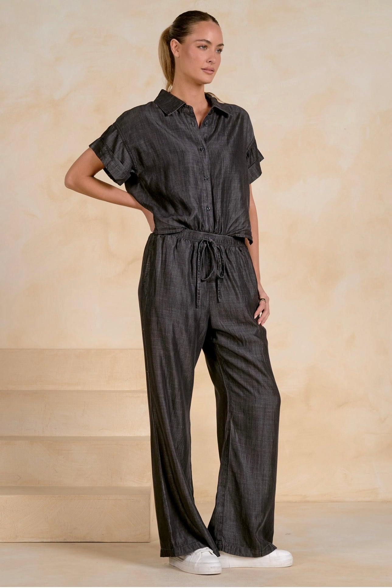 Black Short Sleeve Jumpsuit