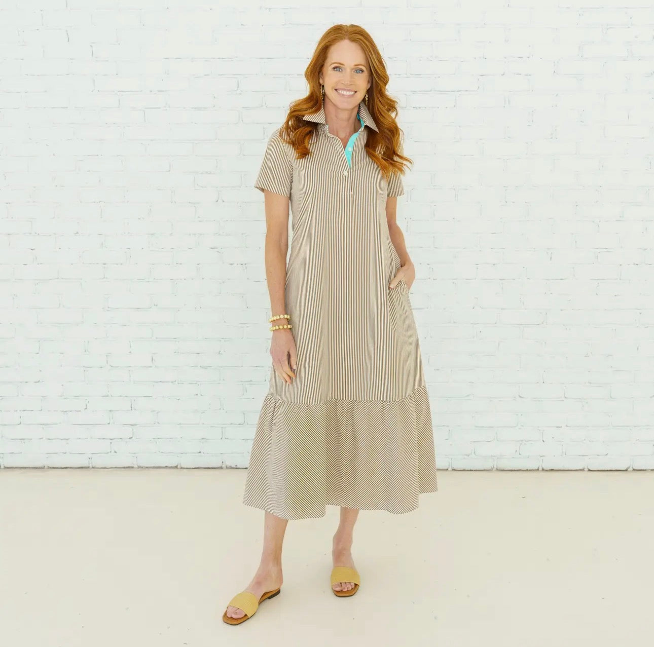 Brown/White Stripe Maxi