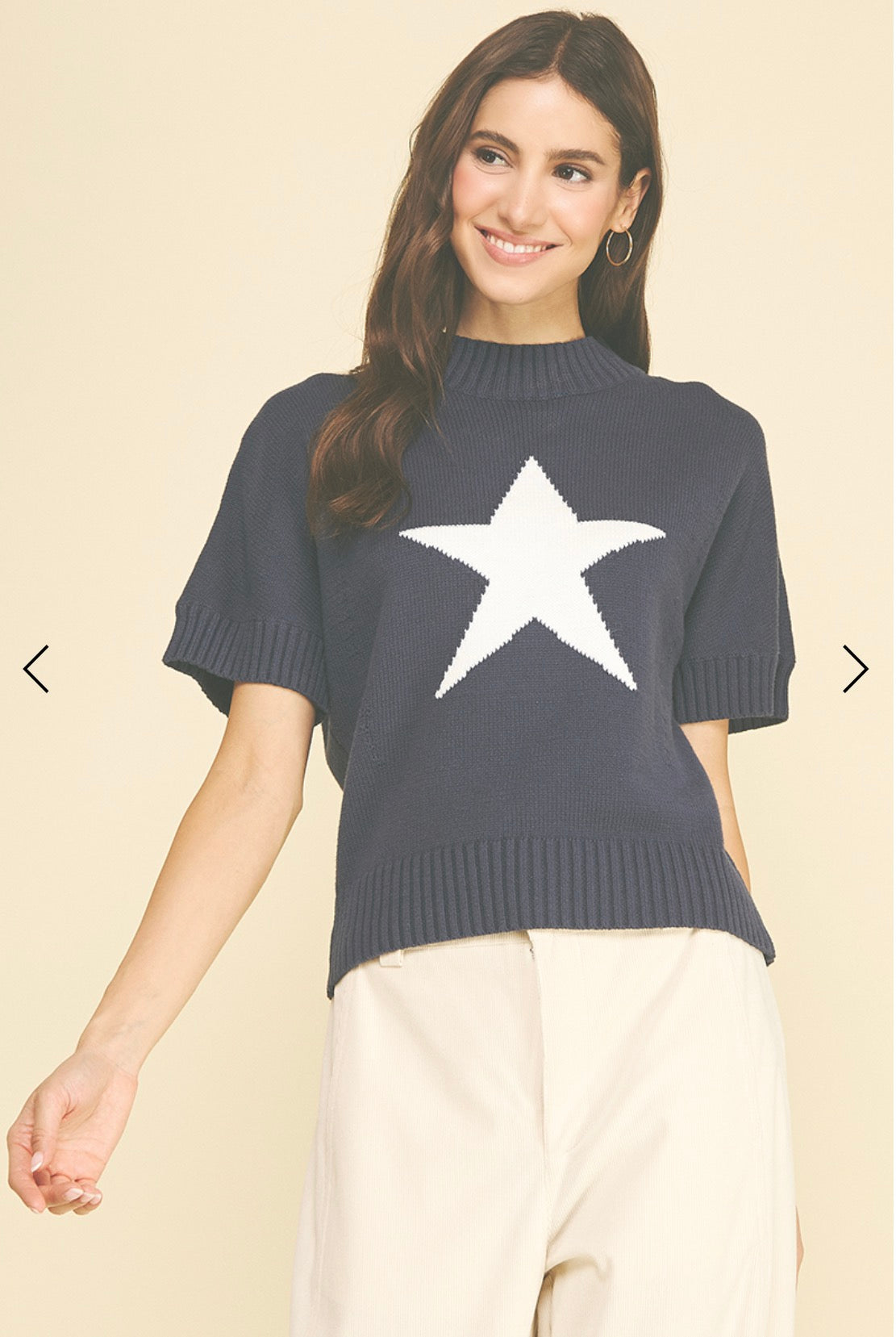 Navy Star Short Sleeve Sweater