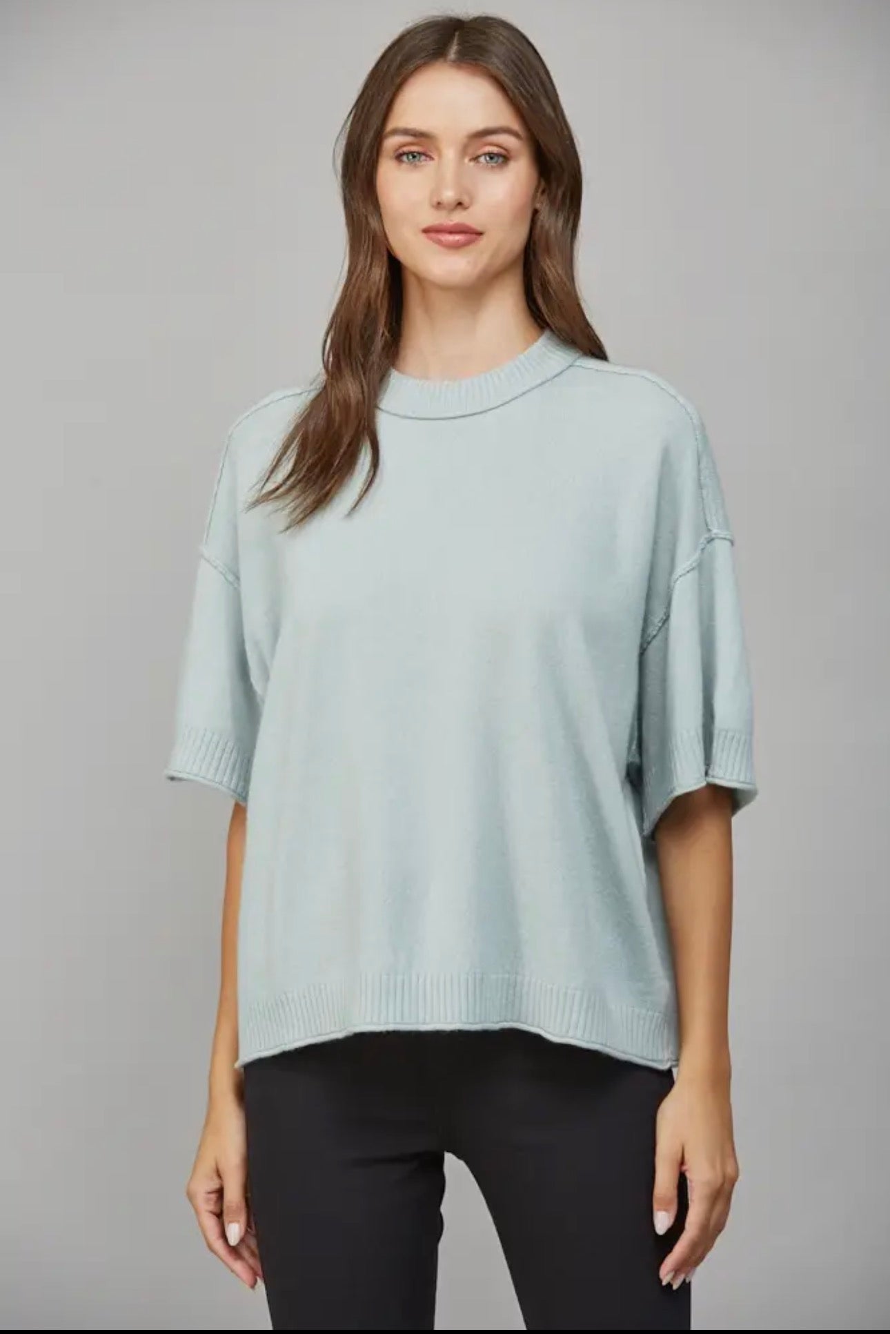 Light blue short sleeve sweater
